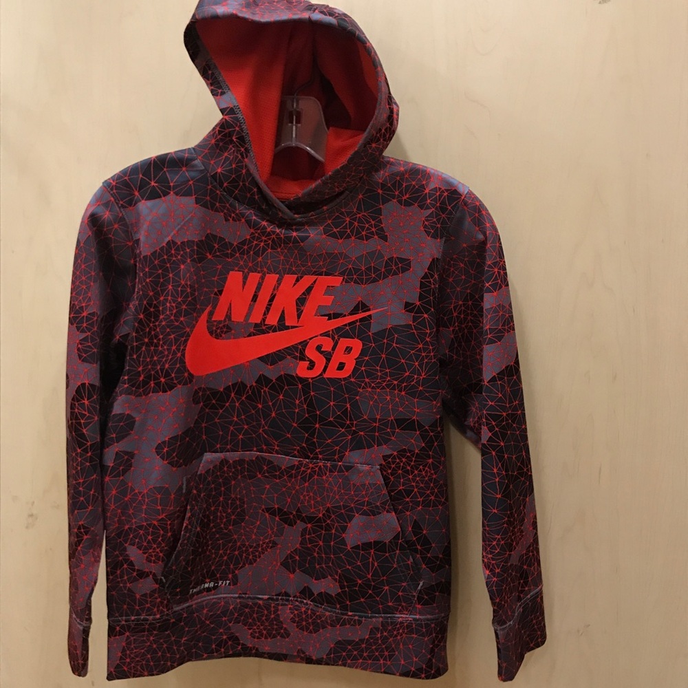 NIKE SB BOYS PULLOVER HOODIE SWEATSHIRT SIZE M RED
